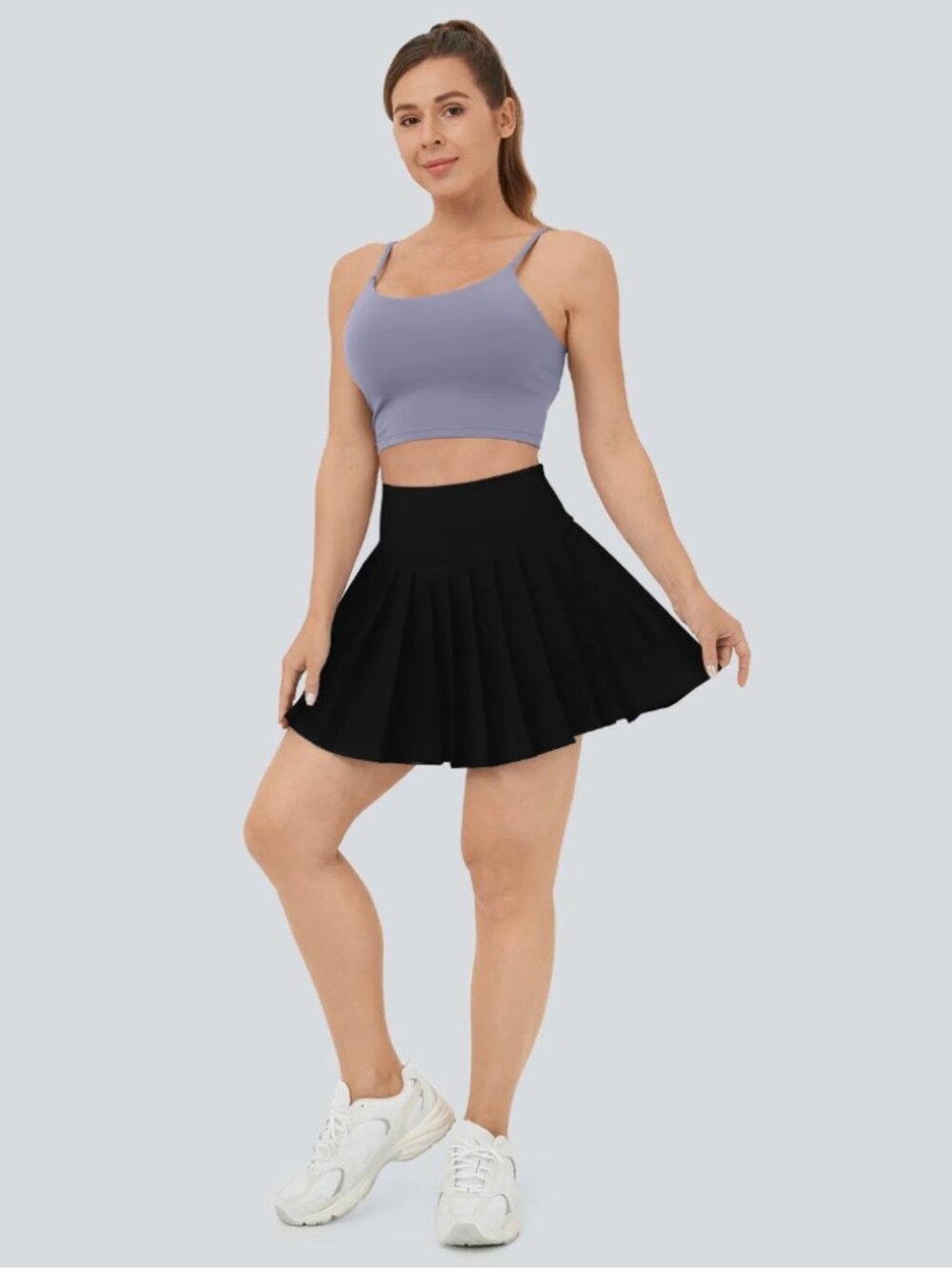 HALARA Breezeful High Waisted A-Line Pleated Skort w/Pocket Size L - Black NWT - Picture 4 of 8